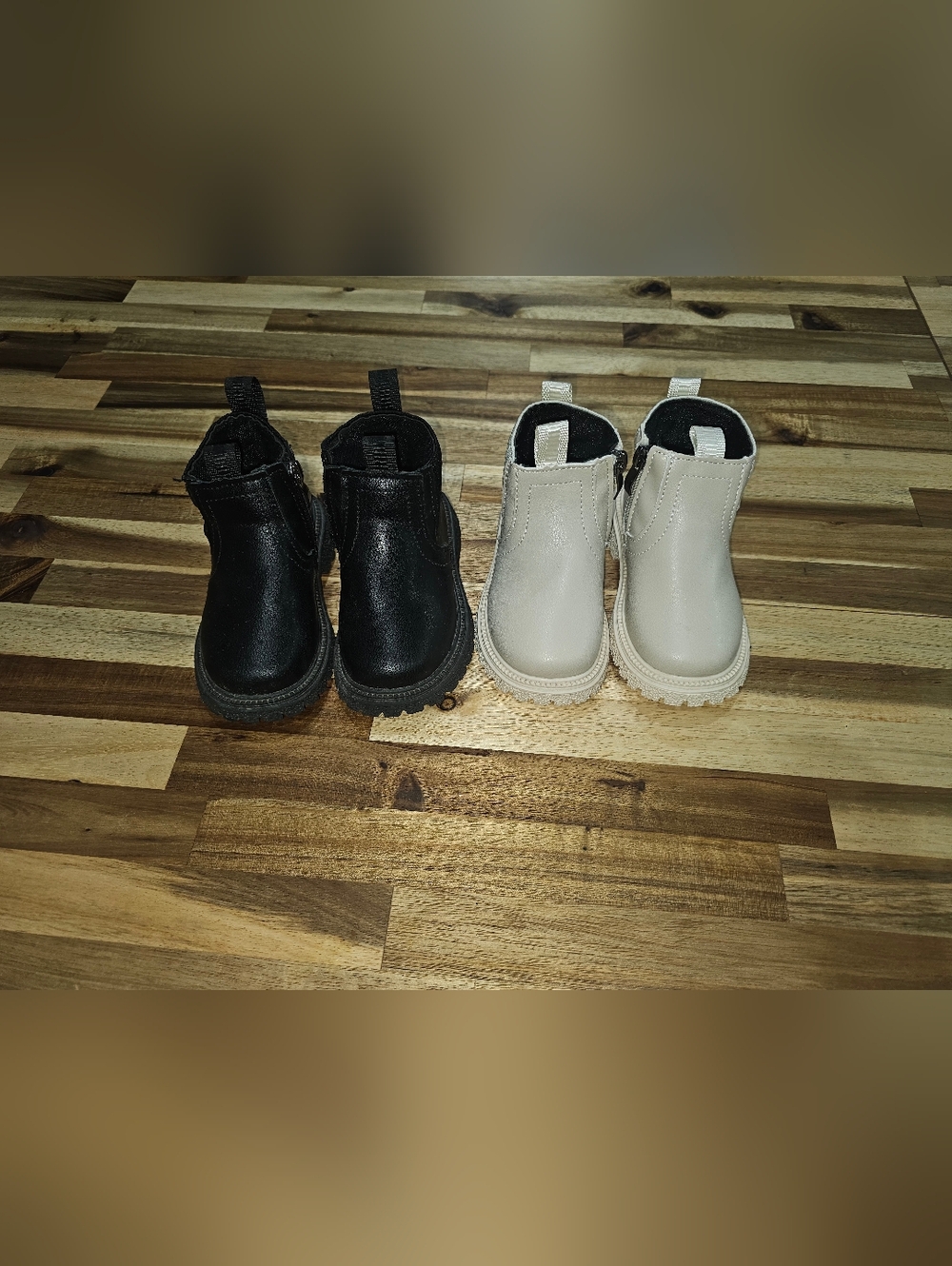 Kids Chelsea Ankle Boots - Black and Beige